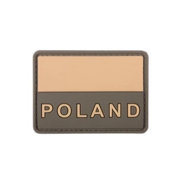 Naszywka Flaga Polski Napis 3D PVC 4TAC Beżowo / Zielona