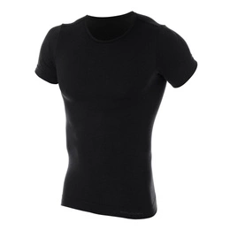 Men's Short Sleeve Shirt Comfort Wool Merino Brubeck Black