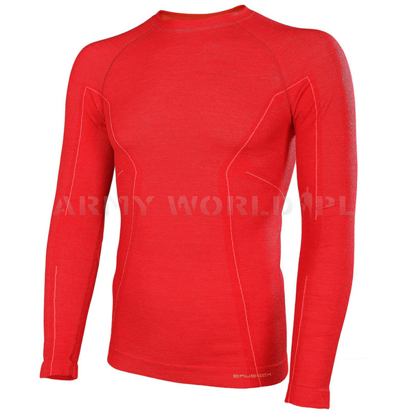 Koszulka Męska Z Długim Rękawem Termoaktywna ACTIVE WOOL Brubeck Czerwona (LS12820)