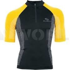 Cycling Seamless Zip-Neck Top - Unisex FIT BRUBECK Black/Yellow New SALE