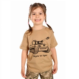 T-shirt Dziecięcy Junior Czołg Tiger Beżowy