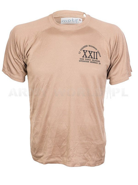T-shirt Termoaktywny Coolmax Z Nszywką XXII Engineer Regiment Group Beż Oryginał Demobil II Gatunek