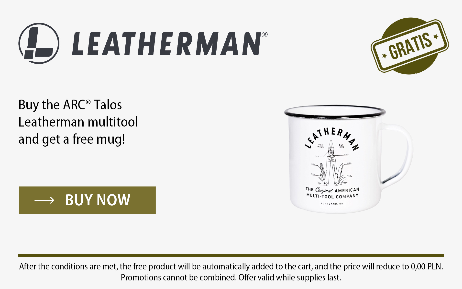 Buy the ARC® Talos Leatherman multitool and get a free mug!