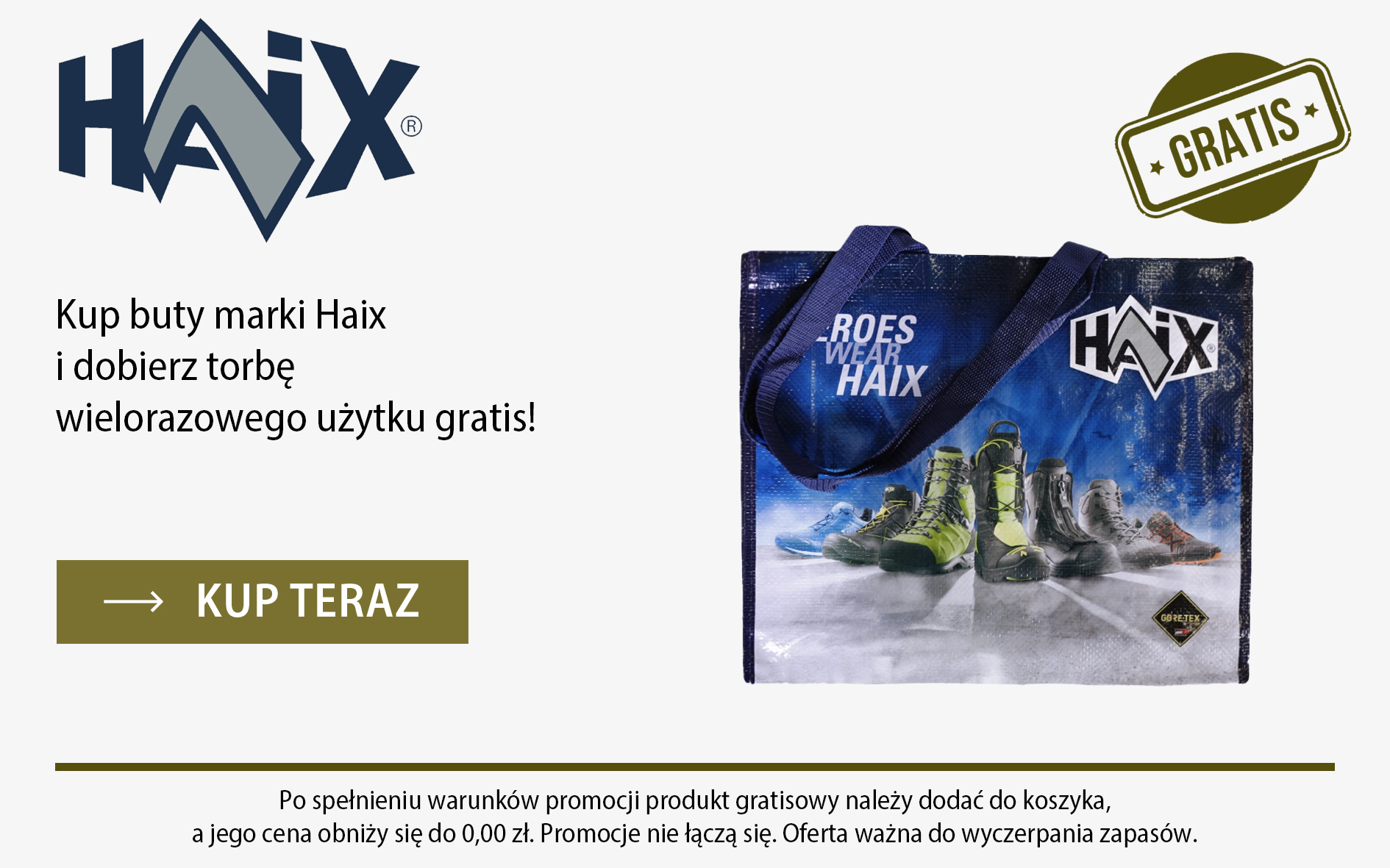 Kup buty marki Haix i dobierz torbę  wielorazowego użytku gratis!