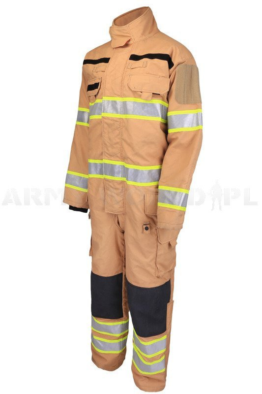 Firefighter S Coveralls Nomex Flame Retardant And Waterproof KPU Khaki   Eng Pl Firefighters Coveralls Nomex Flame Retardant And Waterproof KPU Khaki Genuine Surplus Used Very Good Condition 18796 3 