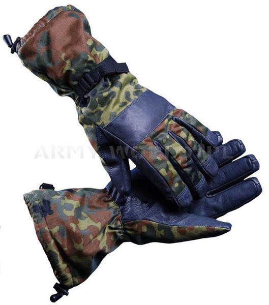 Military Winter Gloves Gore-tex Flecktarn Bundeswehr Warmed Used Mismatched