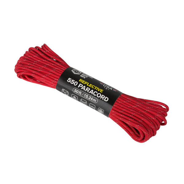 Paracord 550 Reflective (50ft) Atwood Rope MFG Red (CD-PR5-NL-25)