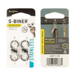 Set Of Two Carabiners Stainless Steel S-Biner MicroLock Nite Ize Silver (LSBM-11-2R3)