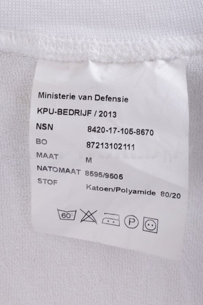 Podkoszulek Trudnopalny Wojskowy Holenderski KPU Biały Oryginalny Nowy