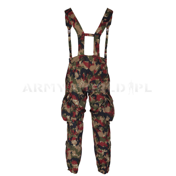 Spodnie Wojskowe Szwajcarskie Z Szelkami M70 Alpentarn Oryginał Demobil BDB