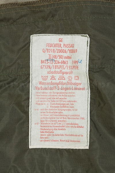 Komplet Gore-Tex Przeciwdeszczowy Wojskowy Bundeswehr Flecktarn Oryginał Demobil DB