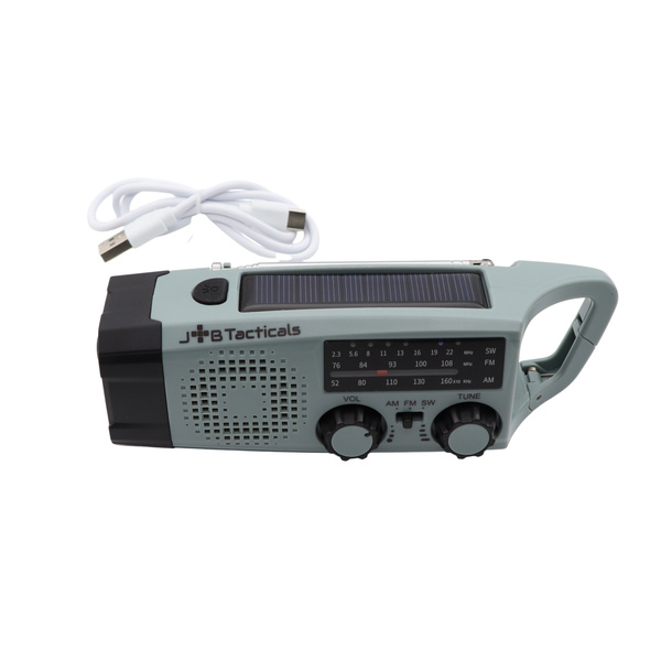 Radio Awaryjne Solarne z Latarką, Lampką LED i Powerbankiem Niebieskie (JB-06)