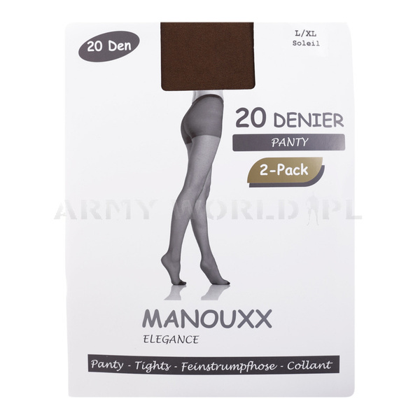 Rajstopy Damskie Wojskowe Manouxx 20 DEN Soleil - 2 Pack - Nowe