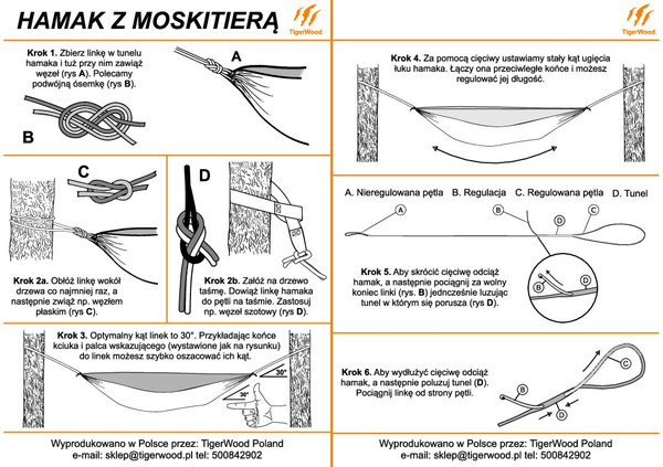 Hamak Lekki Turystyczny Ważka V2 + Moskitiera Pocket TigerWood Green