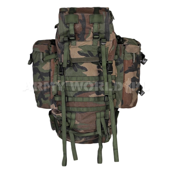 Plecak Wojskowy Holenderski Woodland 100L + 20L Kieszenie Boczne Oryginał Demobil BDB