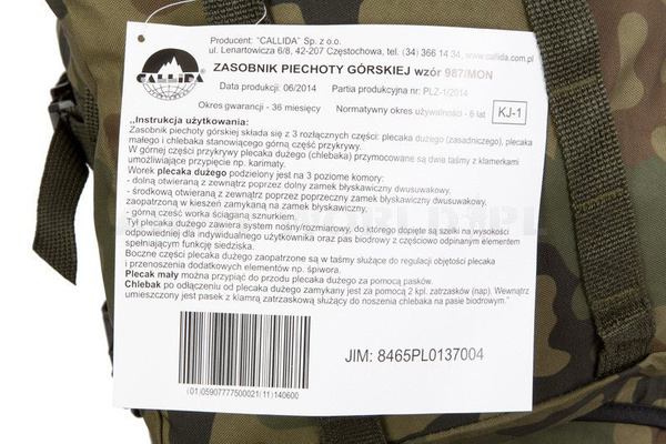 Zasobnik Piechoty Górskiej 987/MON + Plecak Patrolowy PL Camo Oryginał Nowy