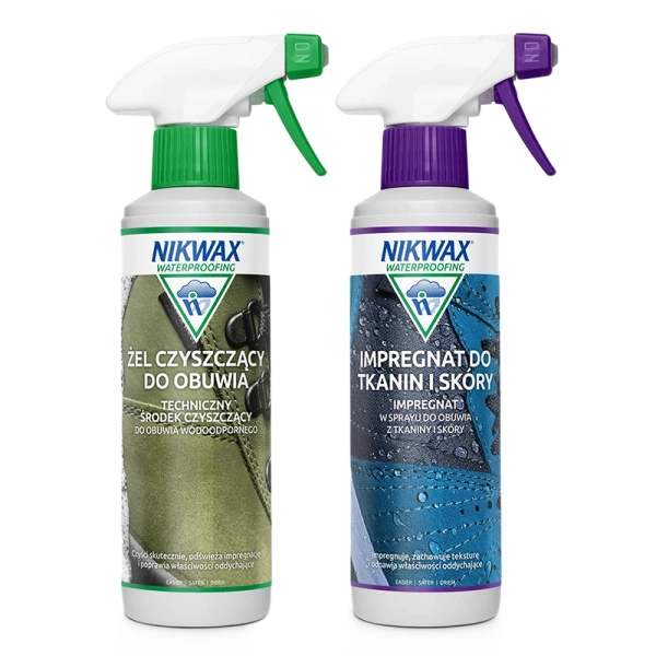 Zestaw Żel Czyszczący Do Obuwia + Impregnat Do Tkanin I Skóry Spray Nikwax 2x 300 ml