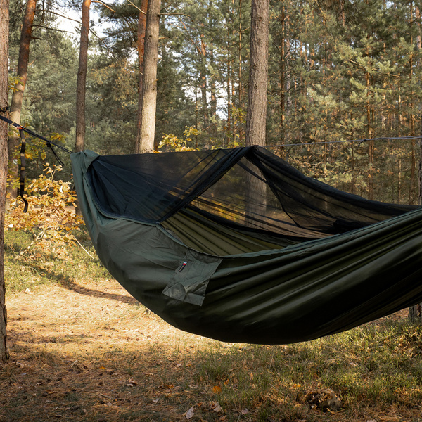 Hamak Lekki Turystyczny Ważka V2 + Moskitiera Pocket TigerWood Green