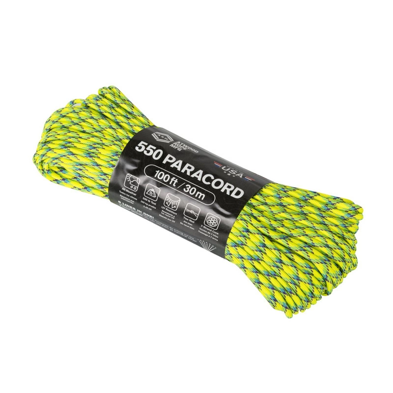 Paracord 550 (100ft) Atwood Rope MFG Xanthoria (CD-PC1-NL-1A) green, BACKPACKS I BAGS I POCKETS \ Cords / Rubbers / Straps SURVIVAL \ Bivouac \  Tents \ Cords / Pegs