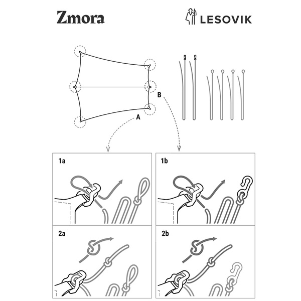 Tarp ZMORA Trapez 280 × 260/160 cm Lesovik Midnight Sky