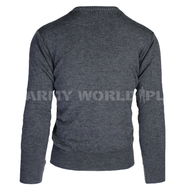 Sweter Wojskowy Wełniany Bundeswehr V Neck Szary Oryginał Demobil Bdb Demobil Bardzo Dobry 7258