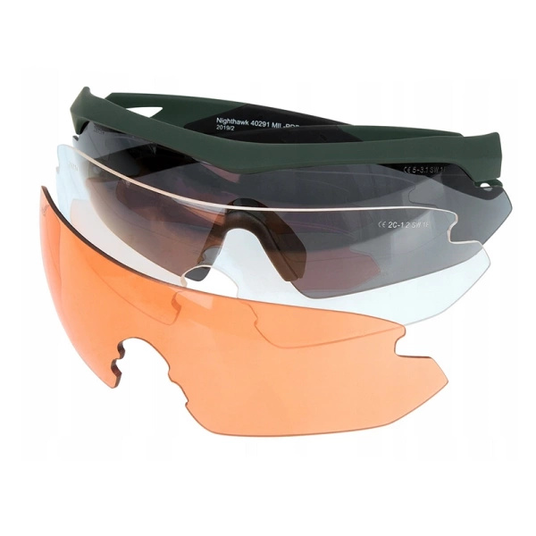 Okulary Taktyczne SwissEye NIGHTHAWK Zielone + 3 Szybki (SE40293)