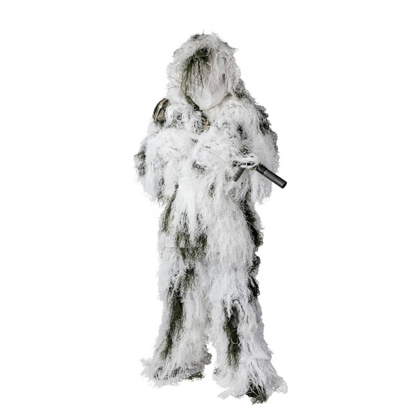 Ghillie Suit Snow Zimowy Bluza + Spodnie + Kapelusz + Osłona Na Broń - Maskowanie Dla Myśliwego / Snajpera (KP-GHL-PO-20)