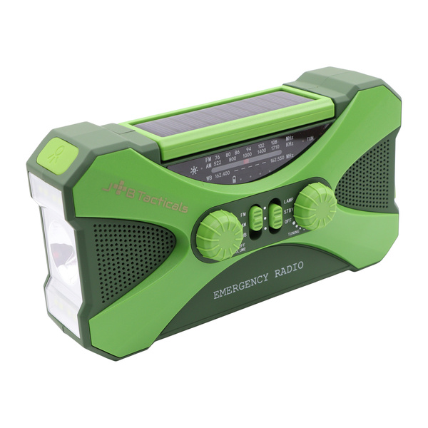 Radio Awaryjne Solarne z Latarką, Lampką LED, SOS i Powerbankiem JB Tacticals Zielone (JB-03)