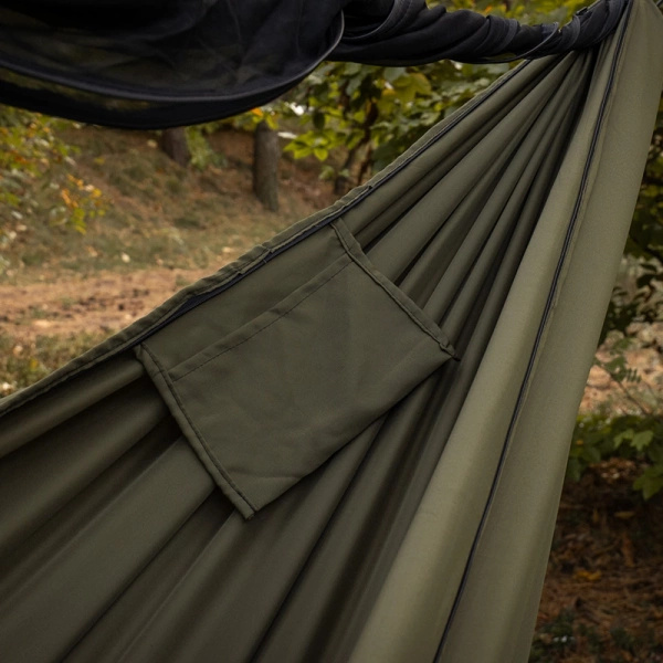 Hamak Lekki Turystyczny Ważka V1 Long + Moskitiera Double Zip TigerWood Khaki