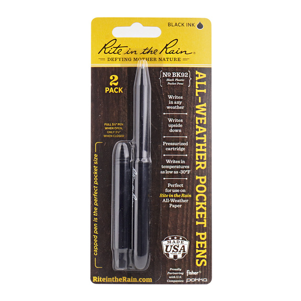 Długopis Wodoodporny All-Weather Pocket Pen 2 szt. Rite in the Rain Czarny Tusz (BK92)