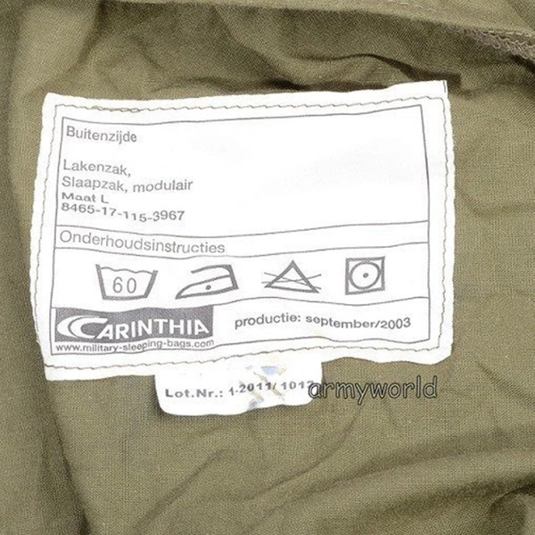 Military Sleeping Bag Liner Mummy Type CARINTHIA Olive Original Used