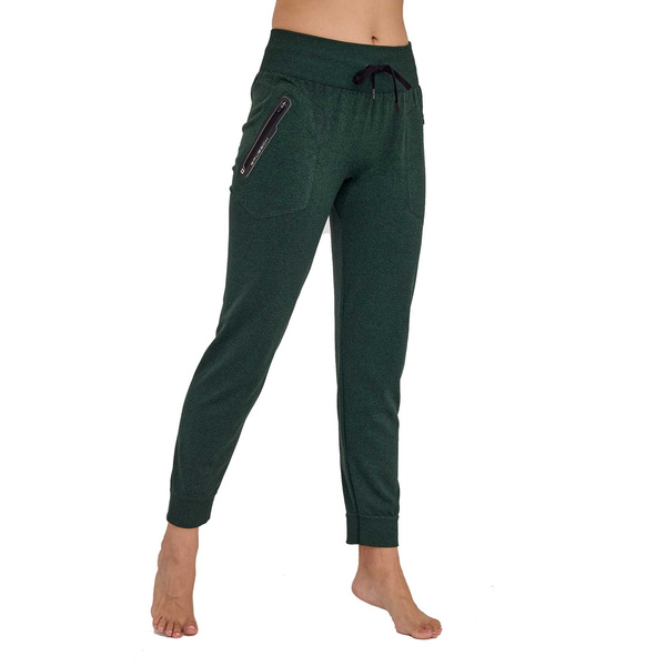 Spodnie Dresowe Damskie Fusion z Kieszeniami Brubeck Ciemnozielone (LE1404W)