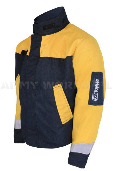 Dutch Army Firefighter's Jacket Flame Retardant Welo-tex JBNL Yellow/Navy Blue Genuine Military Surplus Used