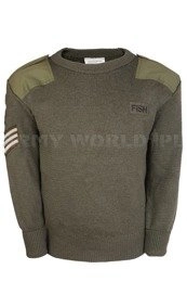 Sweter Wojskowy Brytyjski Wełniany Jumper Jersey Olive Oryginał Demobil BDB