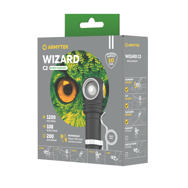 Latarka Czołowa Armytek Wizard C2 1200 lm Magnet Czarna (F08901C)