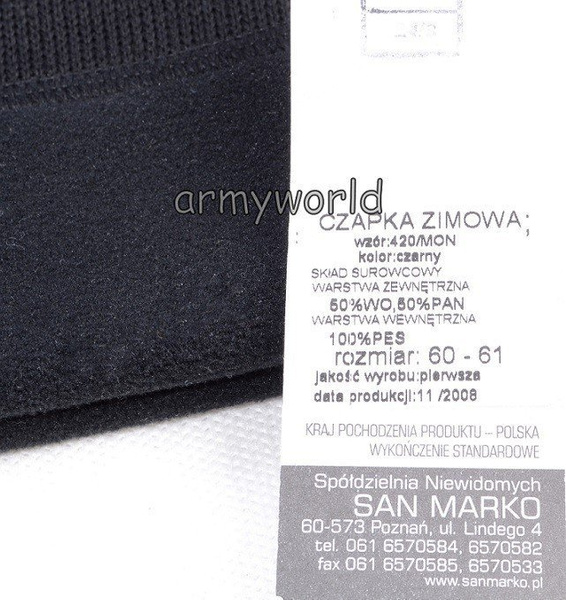 Czapka Zimowa Wojskowa Polska 420/MON 420MW/MON Oryginał Nowa