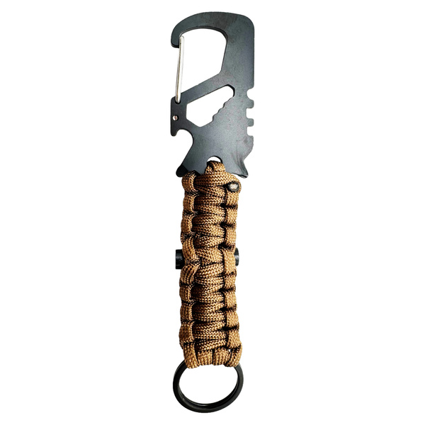 Brelok Z Karabińczykiem Paracord 8w1 + Krzesiwo JB Tacticals Brąz
