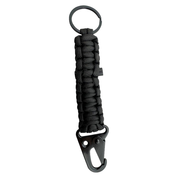 Brelok Z Karabińczykiem Paracord + Krzesiwo JB Tacticals Czarny