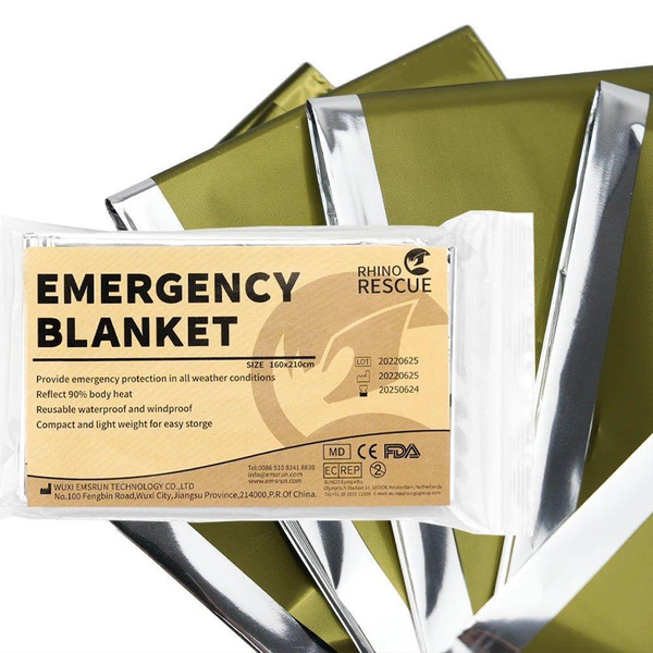 Koc Ratunkowy Folia NRC 160×210 cm Rhino Rescue Emergency Blanket Olive/Silver (698090)