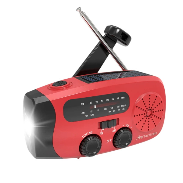 Radio Awaryjne Solarne z Powerbankiem Czerwone (JB-04)