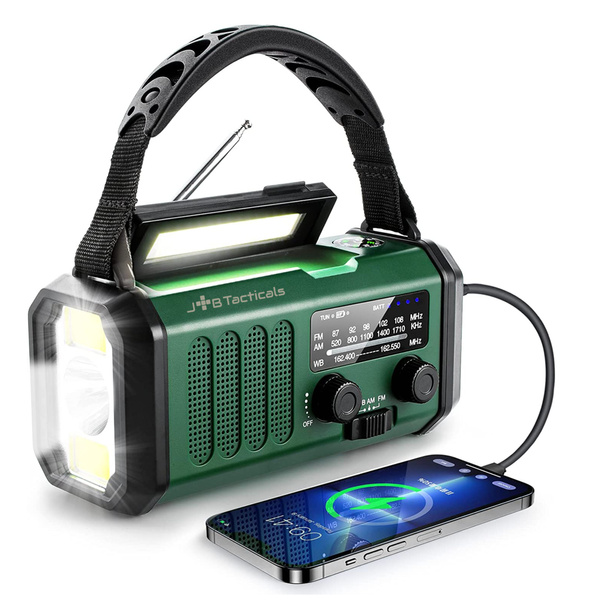 Radio Awaryjne Przenośne Solarne z Latarką, Lampką LED, SOS i Powerbankiem JB Tacticals (JB-09)
