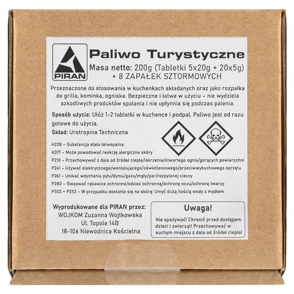 Paliwo Turystyczne W Tabletkach MIX + Zapałki Piran 5 x 20g + 20 x 5g