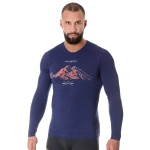 Men's Long Sleeve Shirt Merino Outdoor Wool Pro Brubeck Dark Blue