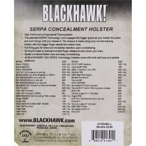 Kabura Blackhawk Prawa Serpa CQC Czarna Oryginał Demobil BDB