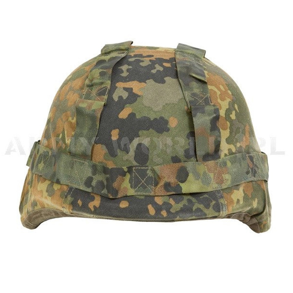 Cover For Kevlar Type Helmet Bundeswehr Reversible Two-Seded Flecktarn/Wustentarn Original Used