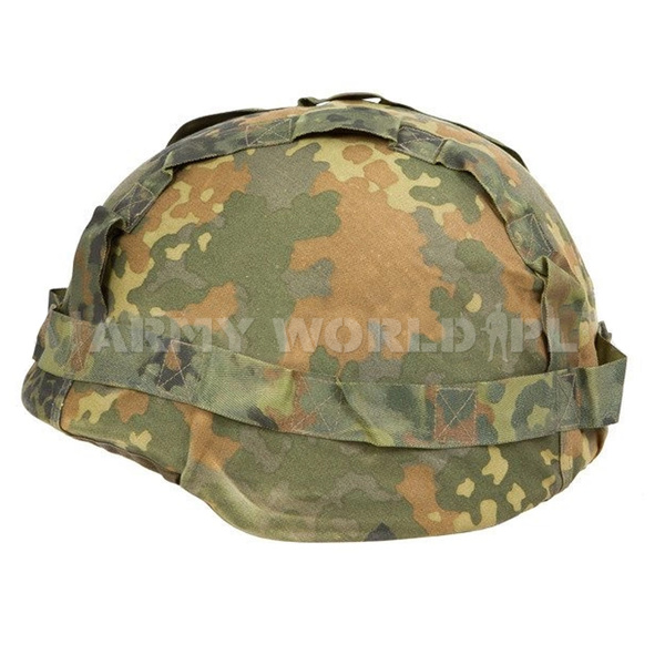 Cover For Kevlar Type Helmet Bundeswehr Reversible Two-Seded Flecktarn/Wustentarn Original Used