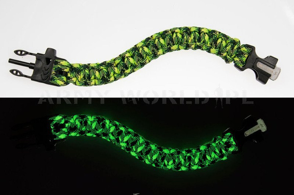 Bransoleta Paracord Z Krzesiwem I Gwizdkiem Bushmen Geckon Fluorescencyjny 