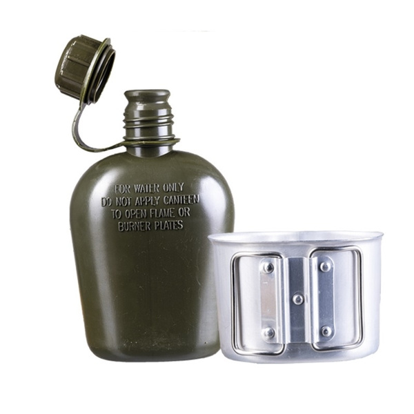 Canteen With Mug + Case Woodland GRATIS Mil-tec New