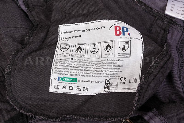 Spodnie Trudnopalne Robocze BP Multi Protect Szare Oryginał Demobil DB