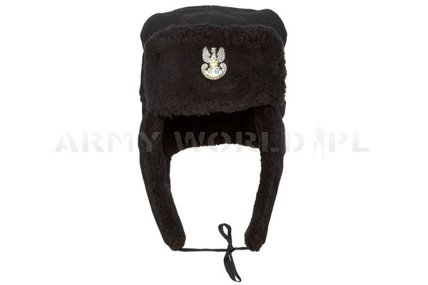 Czapka Uszatka Wojskowa Polska Oficerska Marynarki Wojennej Z Oznaczeniem Oryginał Demobil BDB
